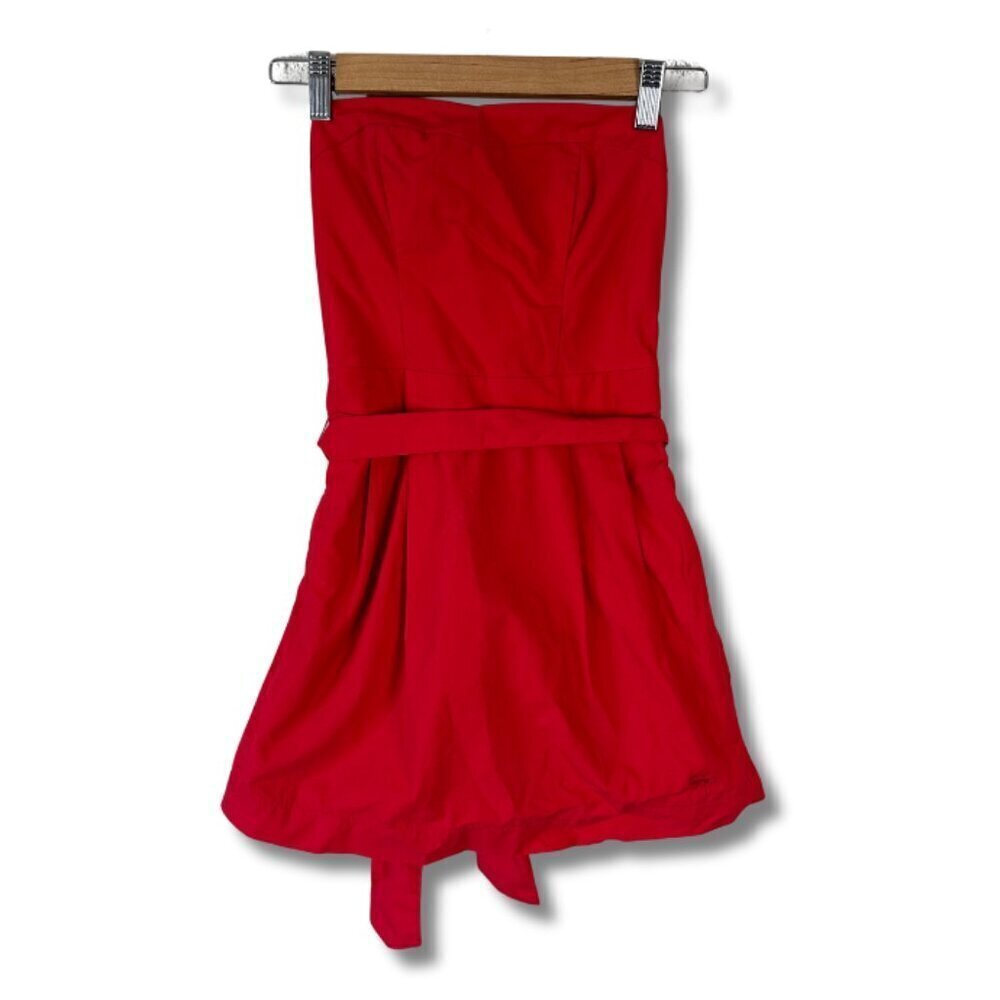 Abercrombie & Fitch Mini Strapless Dress Smocked Bold Cocktail Red Women's Small